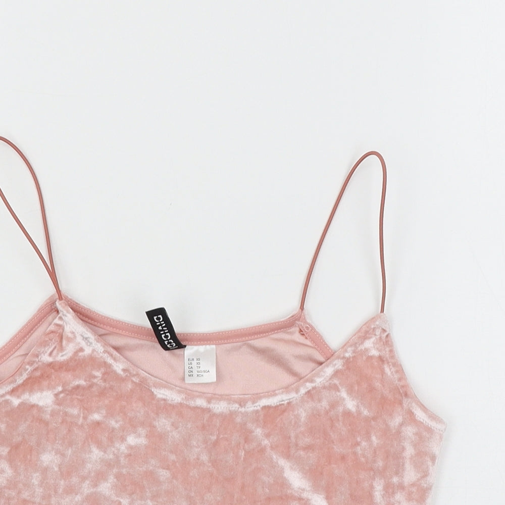 Divided Womens Pink  Velour Basic Tank Size XS