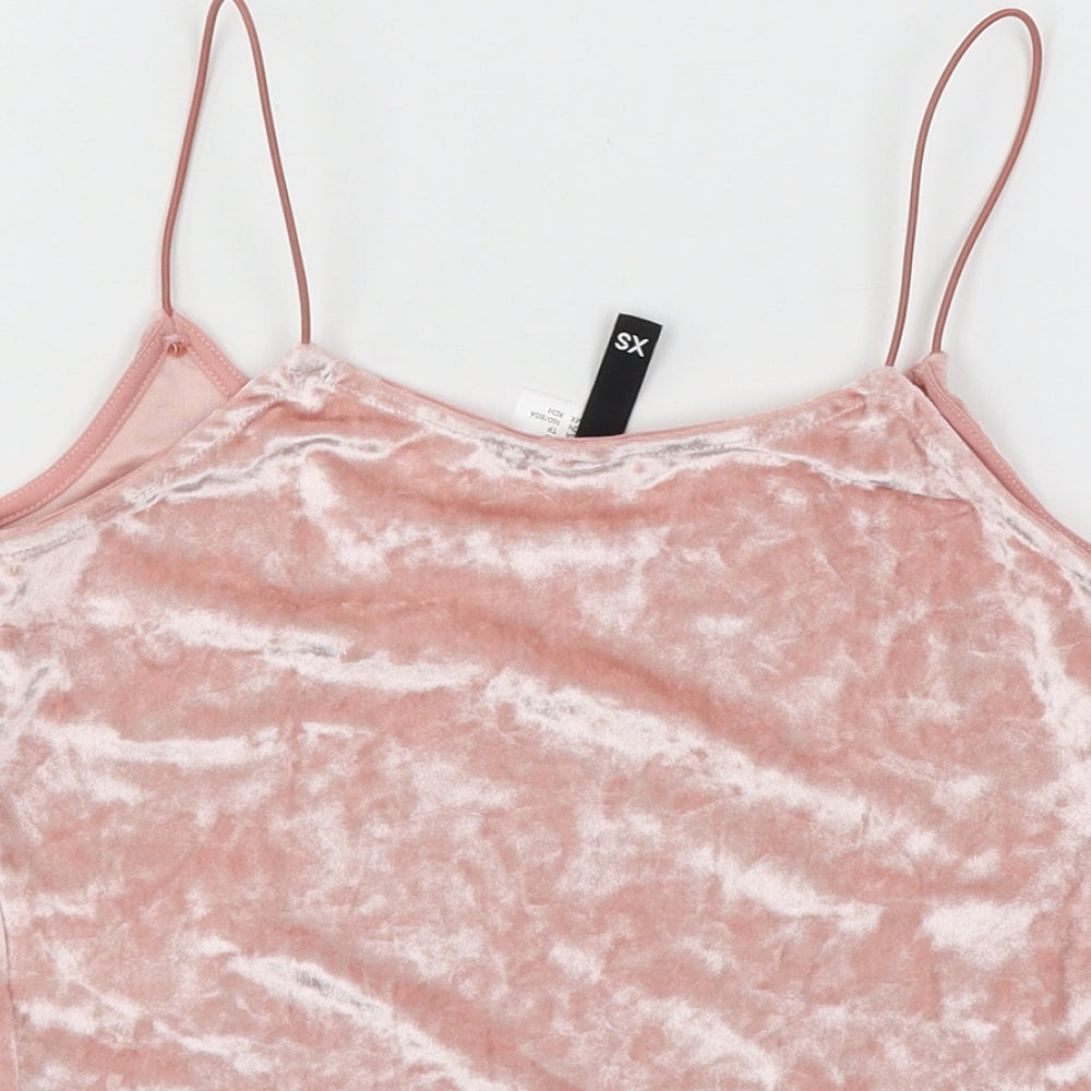 Divided Womens Pink  Velour Basic Tank Size XS