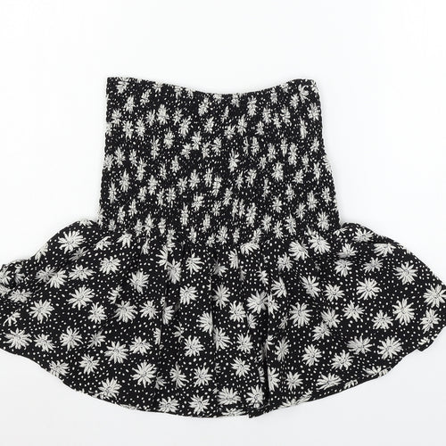 Boohoo Womens Black Floral  Basic Blouse Size 8