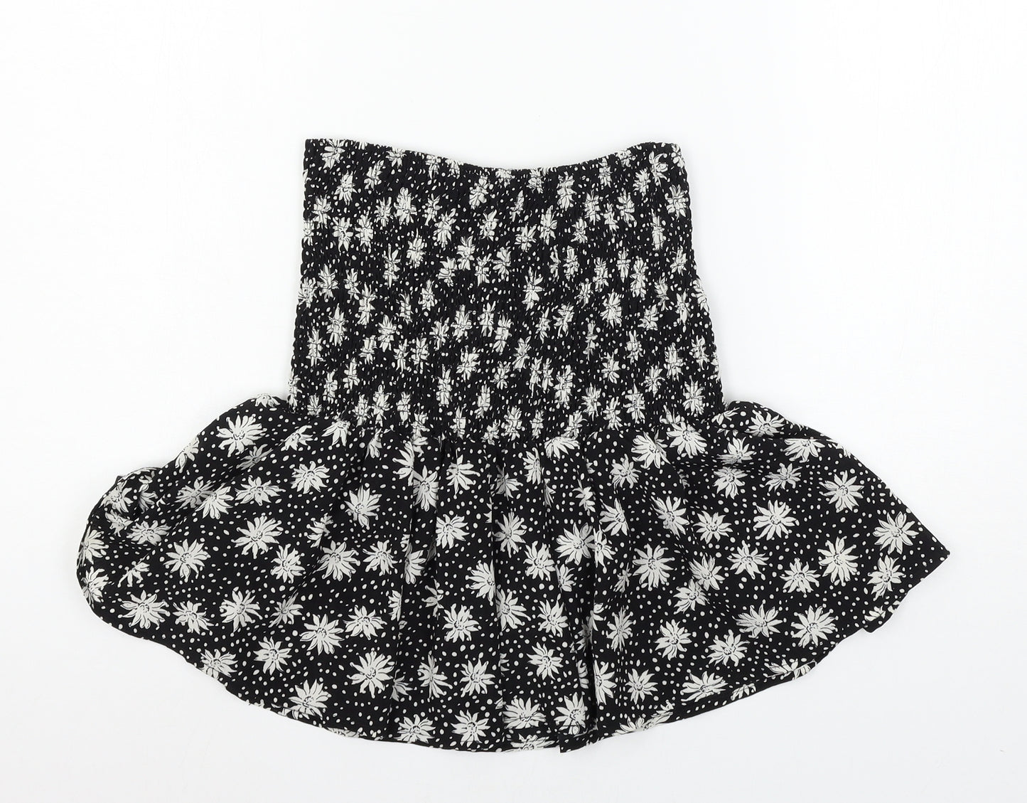 Boohoo Womens Black Floral  Basic Blouse Size 8