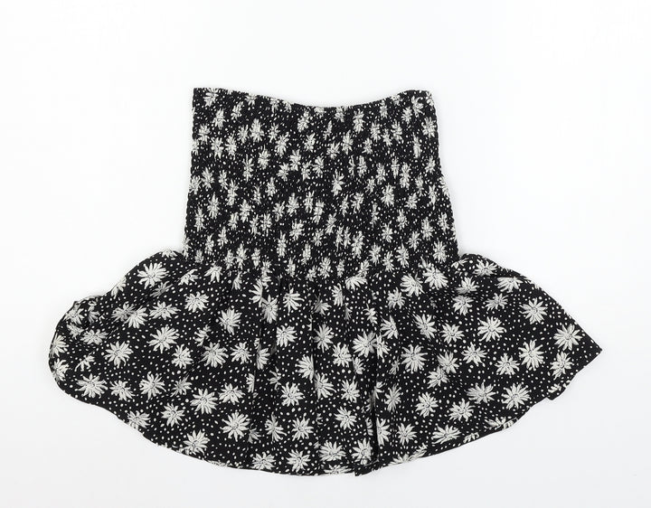 Boohoo Womens Black Floral  Basic Blouse Size 8