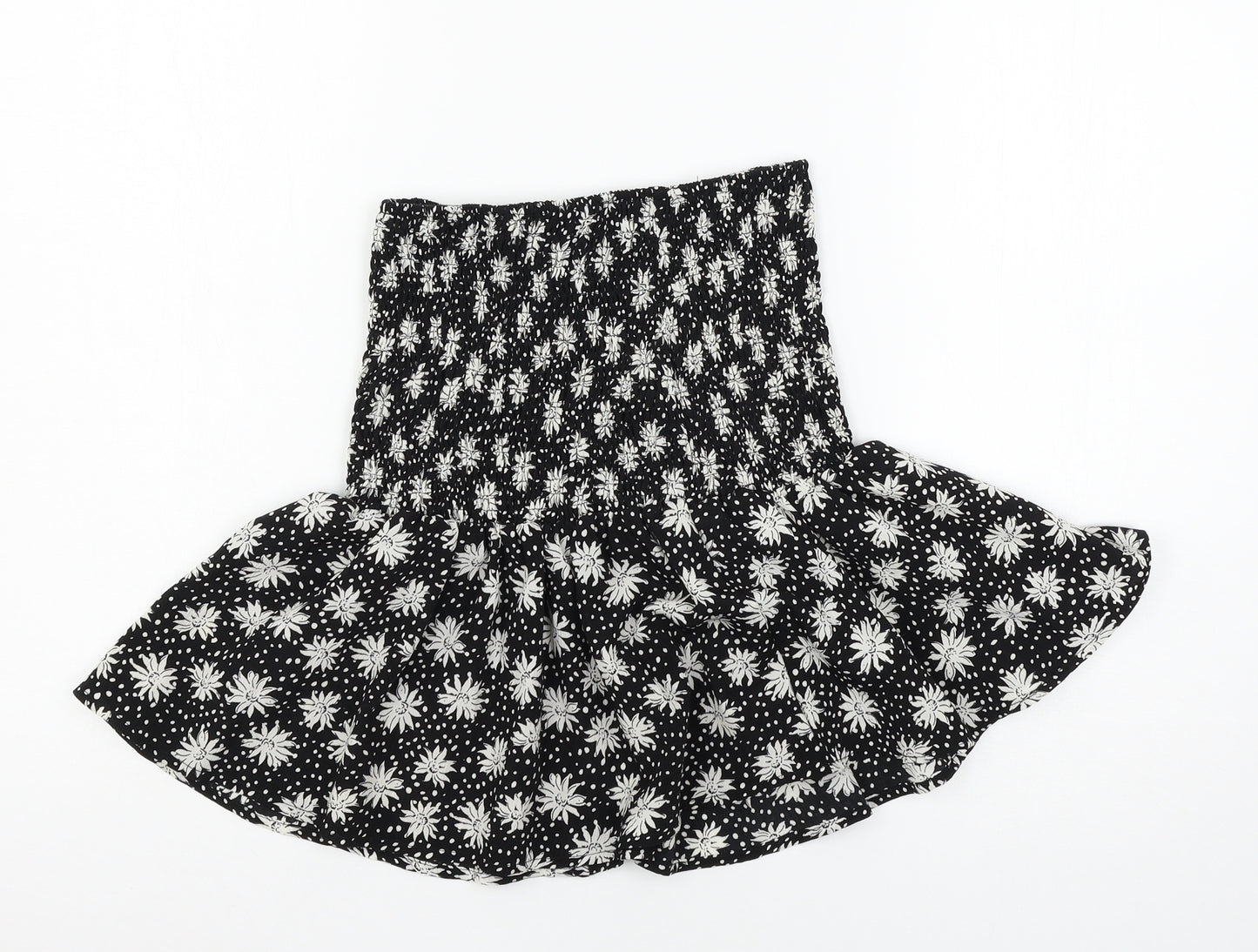 Boohoo Womens Black Floral  Basic Blouse Size 8
