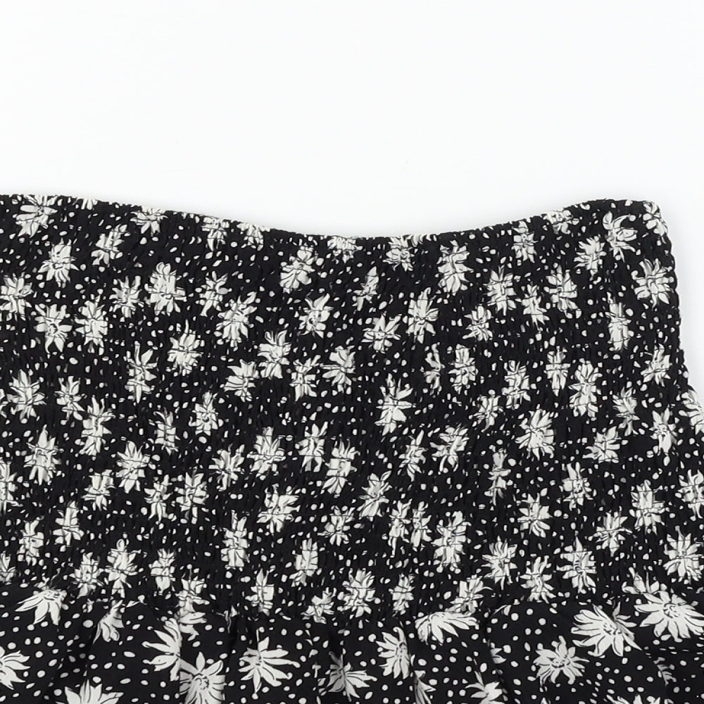 Boohoo Womens Black Floral  Basic Blouse Size 8