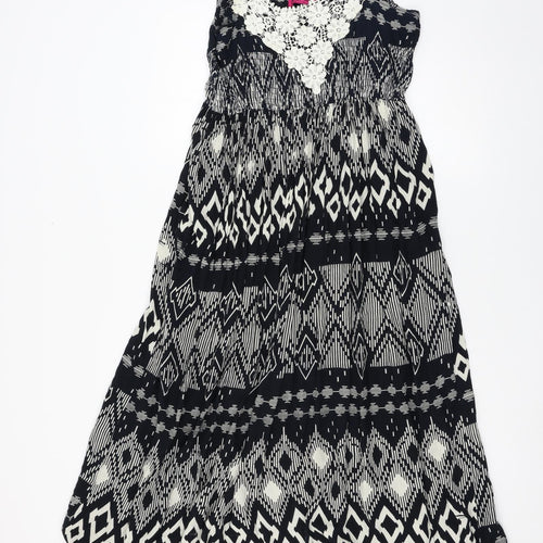 Boohoo Womens Blue Geometric  Tank Dress  Size 12