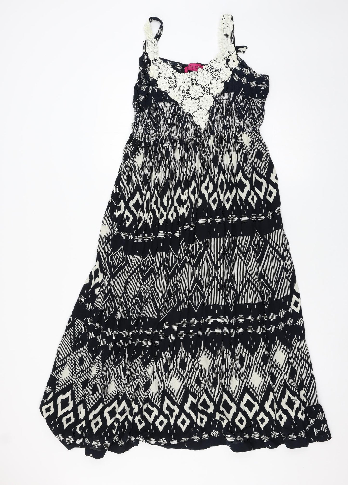 Boohoo Womens Blue Geometric  Tank Dress  Size 12