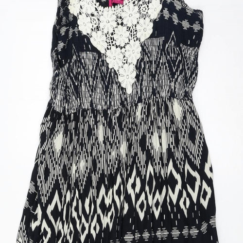 Boohoo Womens Blue Geometric  Tank Dress  Size 12