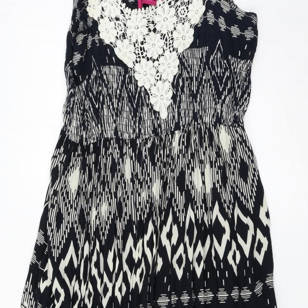 Boohoo Womens Blue Geometric  Tank Dress  Size 12