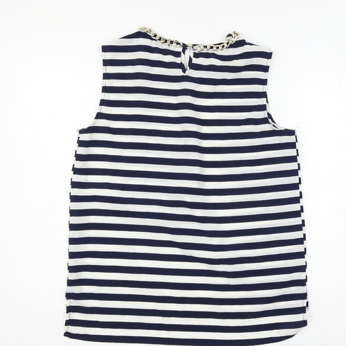 Atmosphere Womens Blue Striped  Basic Blouse Size 12  - chain detail