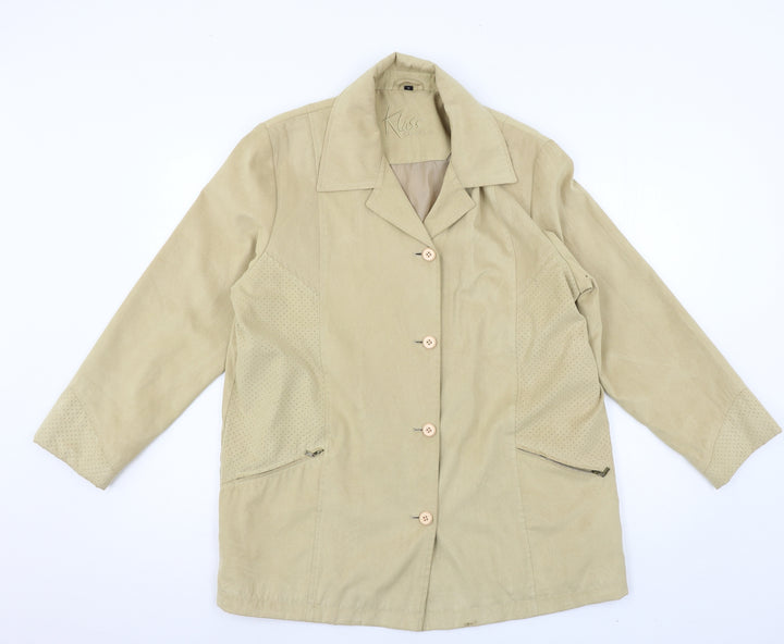Klass Womens Beige Pea Coat Coat Size 14