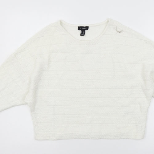 New Look Womens White  Jersey Pullover Sweatshirt Size S