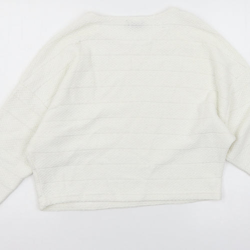New Look Womens White  Jersey Pullover Sweatshirt Size S