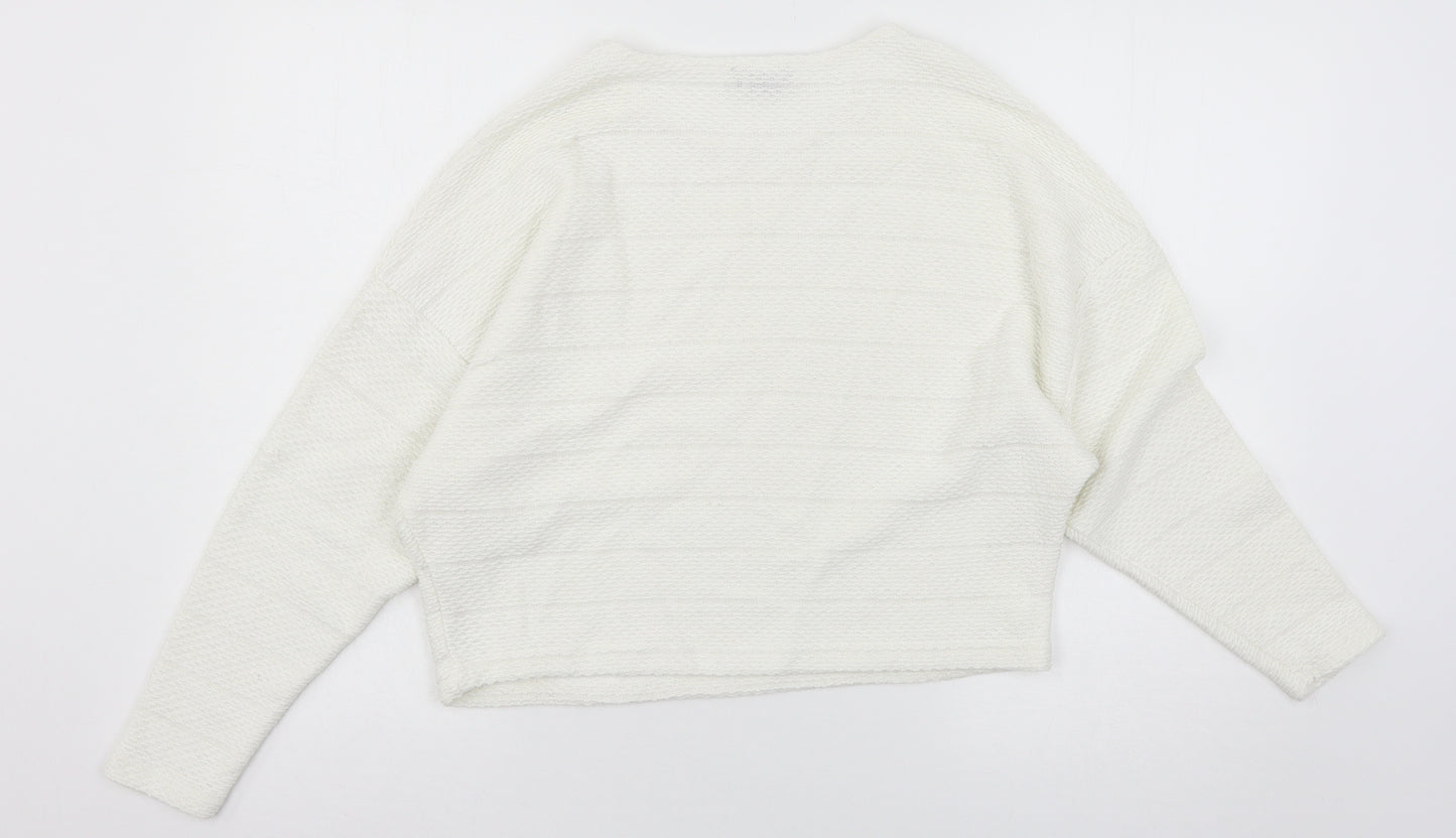 New Look Womens White  Jersey Pullover Sweatshirt Size S