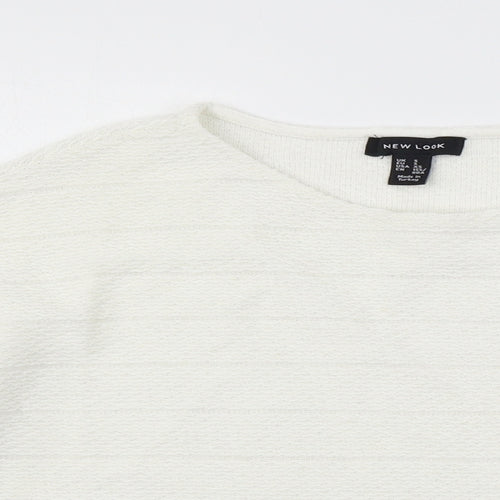 New Look Womens White  Jersey Pullover Sweatshirt Size S