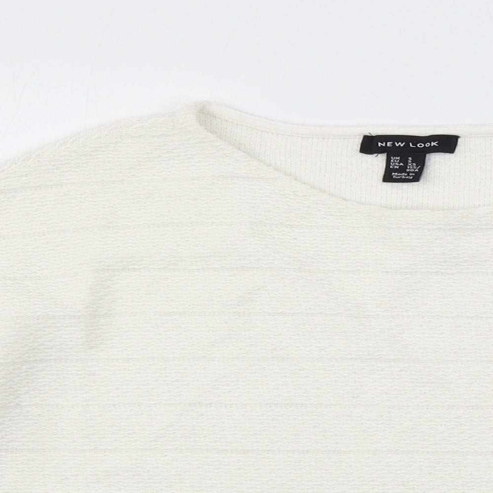 New Look Womens White  Jersey Pullover Sweatshirt Size S