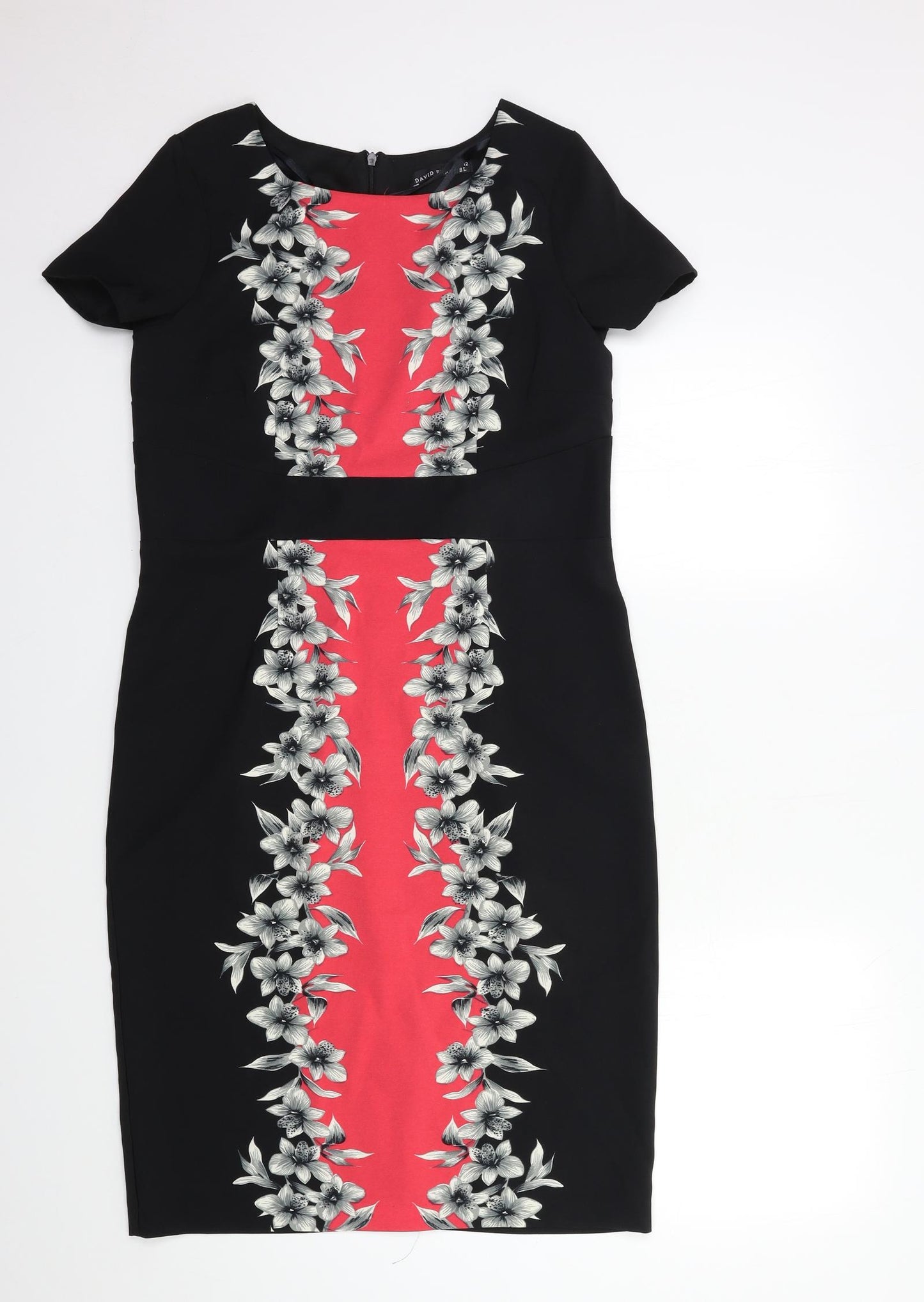 david emanuel Womens Black Floral  Pencil Dress  Size 12