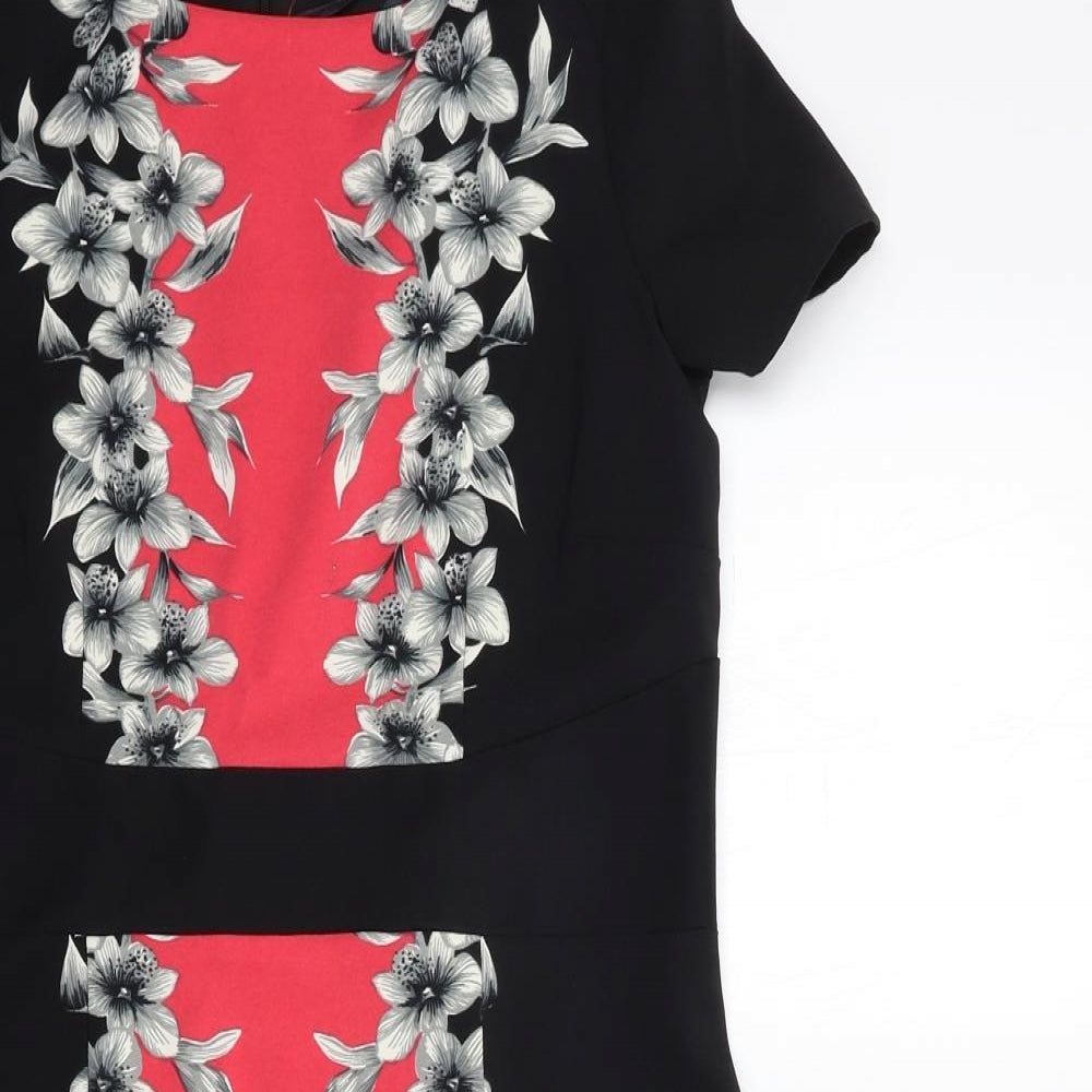 david emanuel Womens Black Floral  Pencil Dress  Size 12