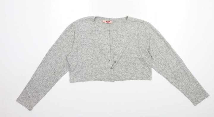 Misspap Womens Grey Knit Cardigan Jumper Size 10