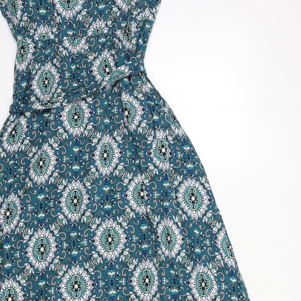Apricot Womens Blue Floral  Fit & Flare  Size 10