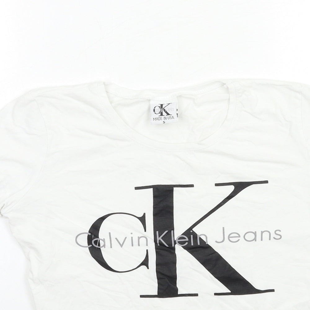 Calvin Klein Womens White   Basic T-Shirt Size S