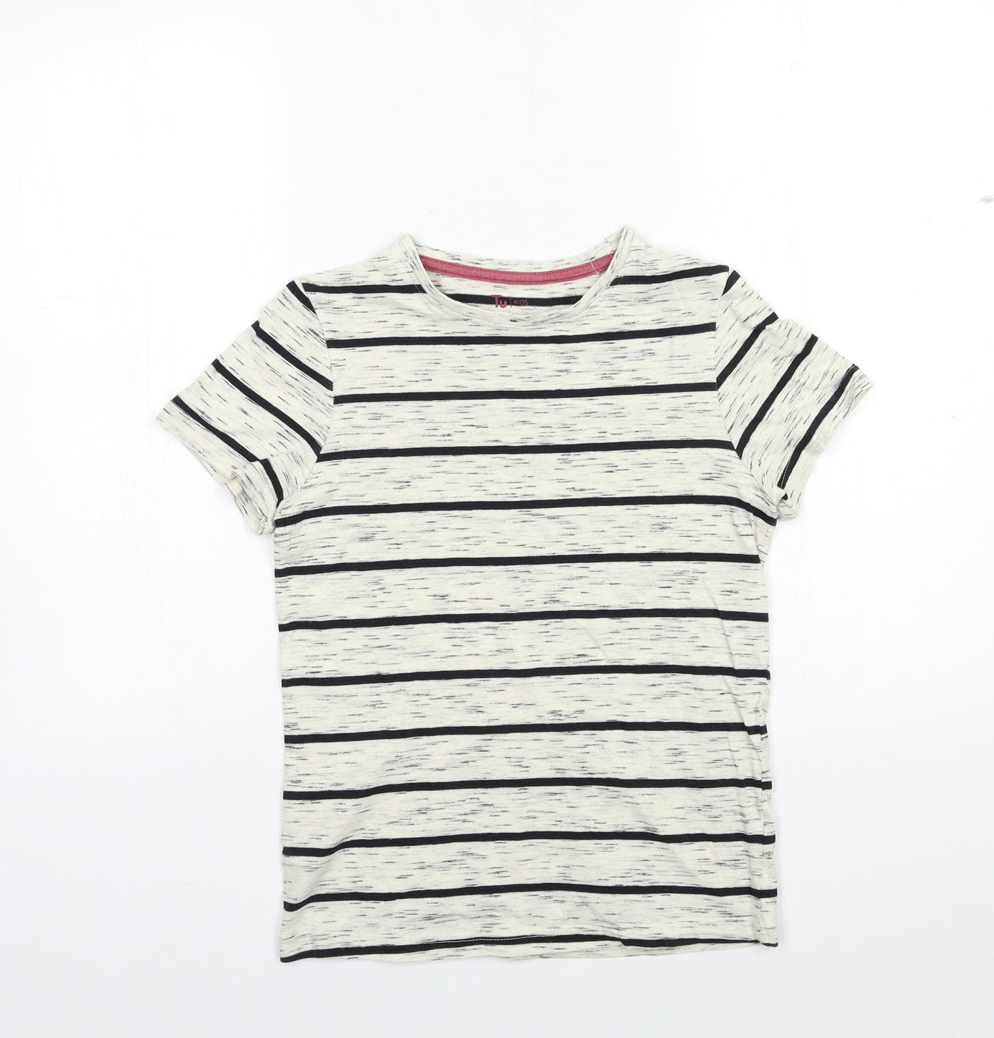 TU Boys Beige Striped  Basic T-Shirt Size 10 Years