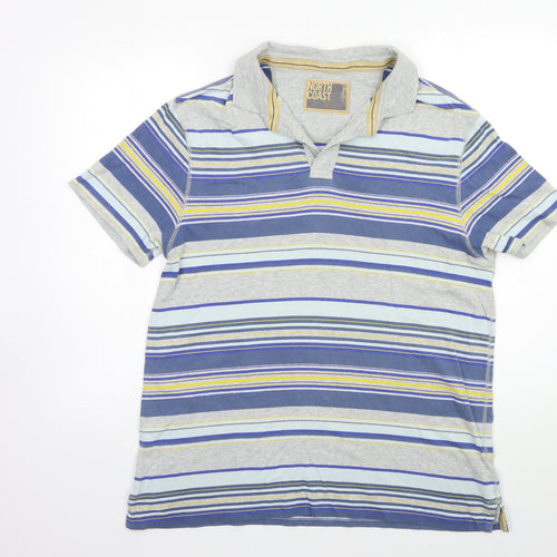 NORTH COAST Mens Grey Striped   T-Shirt Size L