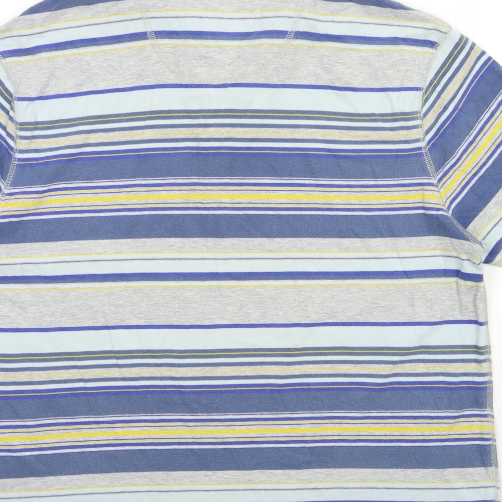 NORTH COAST Mens Grey Striped   T-Shirt Size L