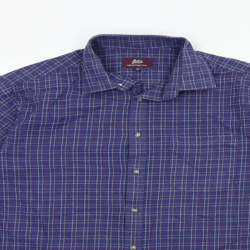 Marks and Spencer Mens Blue    Button-Up Size 16.5