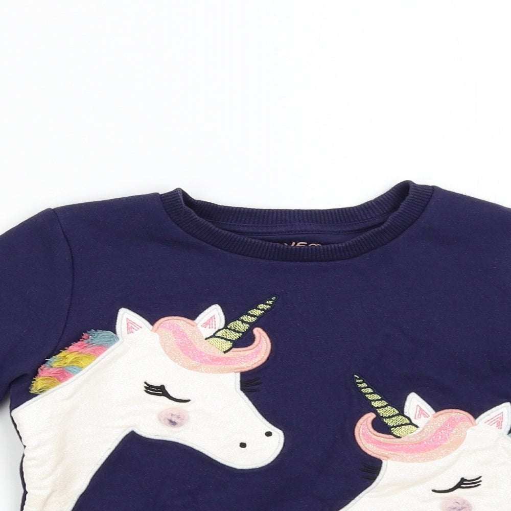 F&F Girls Blue   Pullover Sweatshirt Size 3-4 Years  - Unicorns