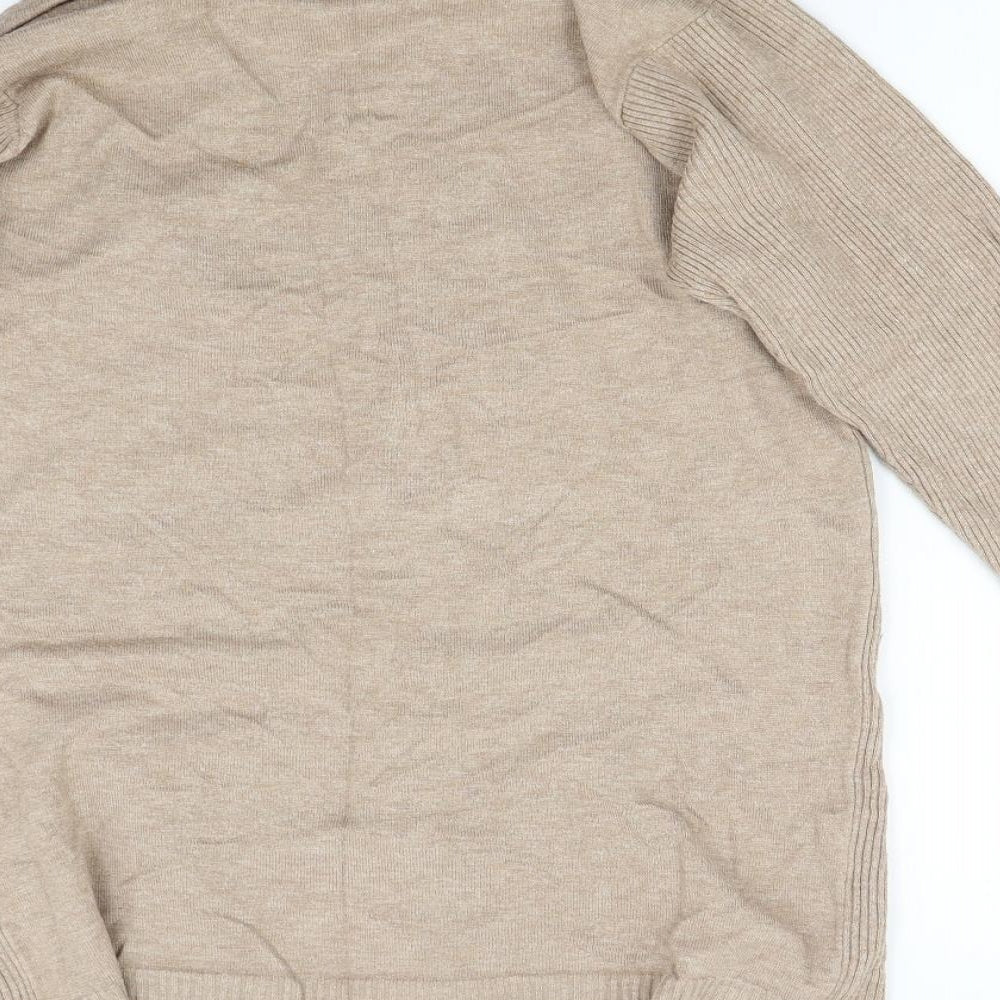 BM Collection Womens Beige  Knit Cardigan Jumper Size M