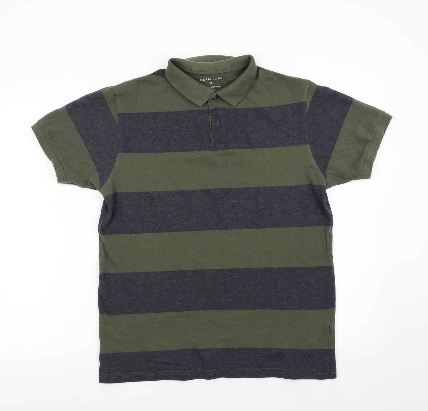 Primark Mens Green Striped   Polo Size M