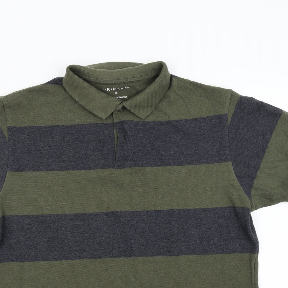 Primark Mens Green Striped   Polo Size M