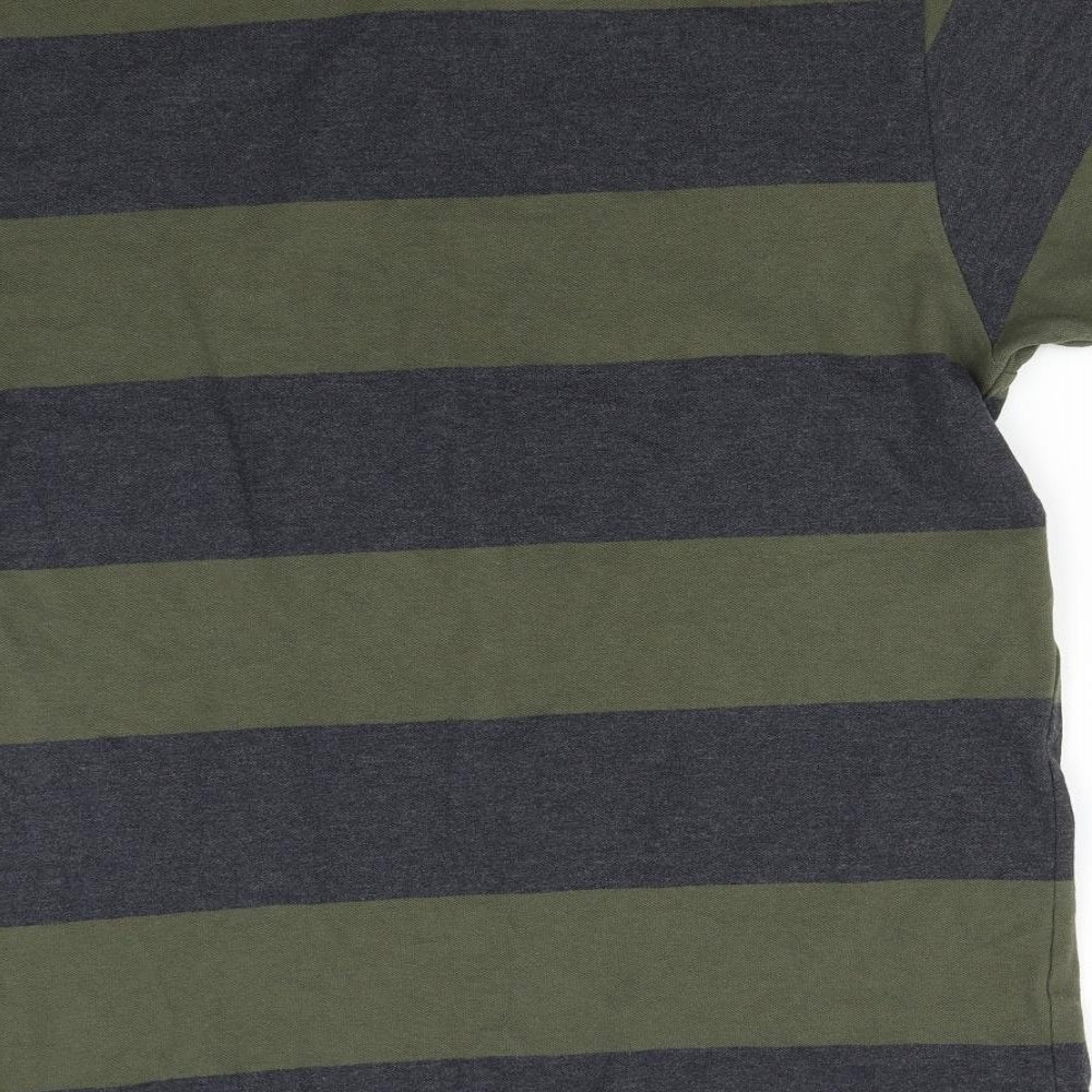 Primark Mens Green Striped   Polo Size M