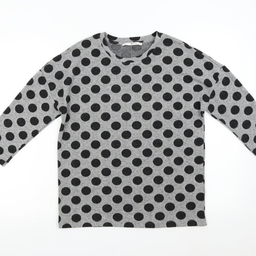 TU Womens Grey Polka Dot Knit Pullover Jumper Size 10