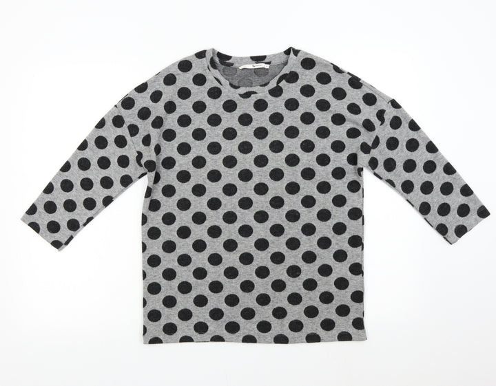 TU Womens Grey Polka Dot Knit Pullover Jumper Size 10