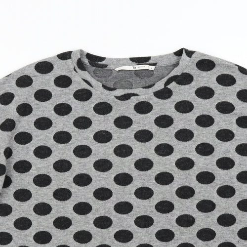 TU Womens Grey Polka Dot Knit Pullover Jumper Size 10