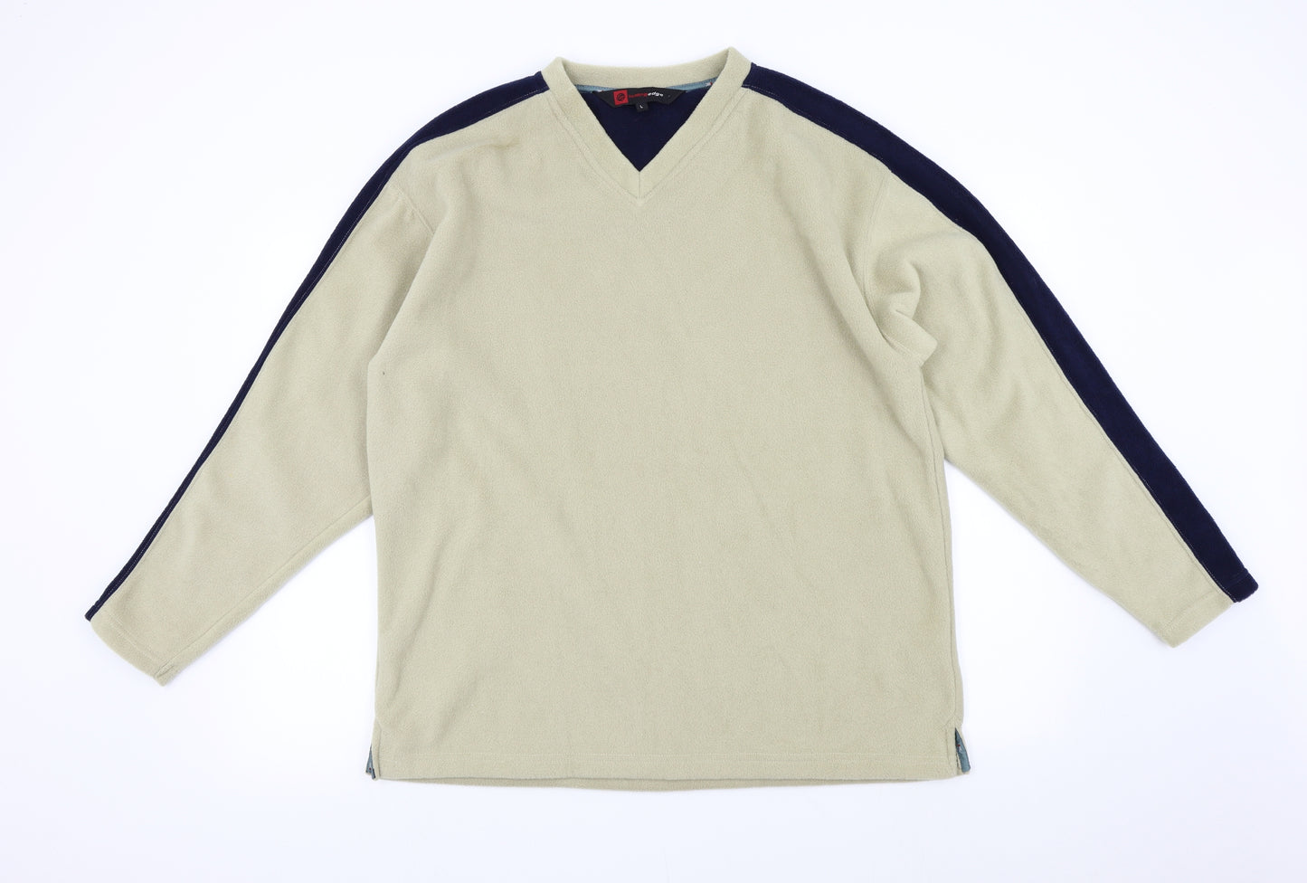 Cutting Edge Mens Beige  Fleece Pullover Jumper Size L