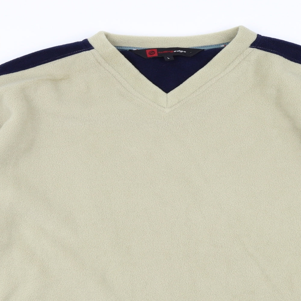Cutting Edge Mens Beige  Fleece Pullover Jumper Size L