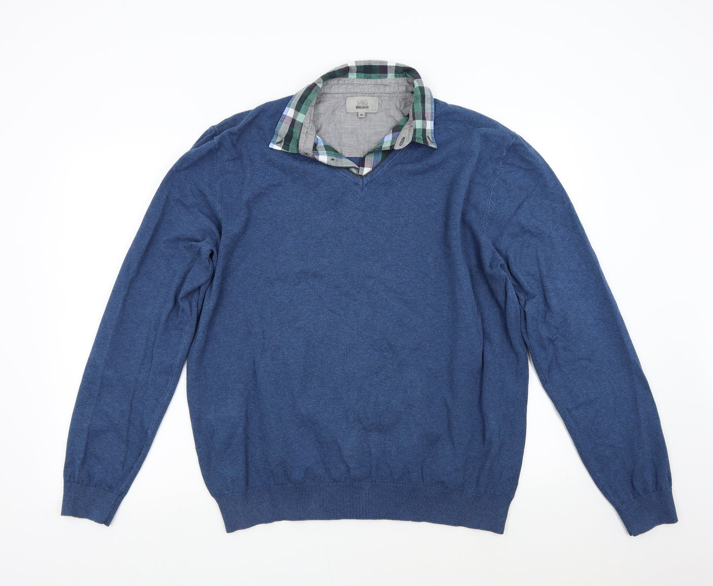 M&S Mens Blue  Knit Pullover Jumper Size XL