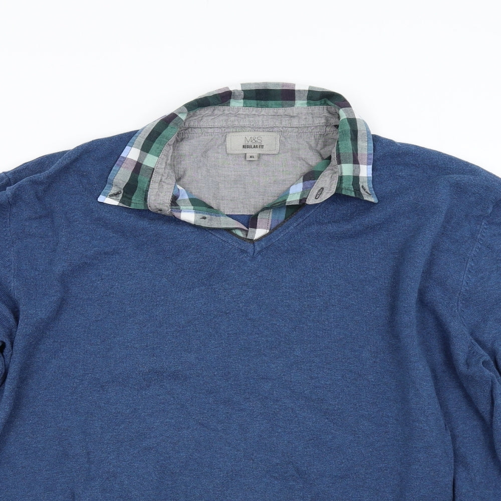 M&S Mens Blue  Knit Pullover Jumper Size XL