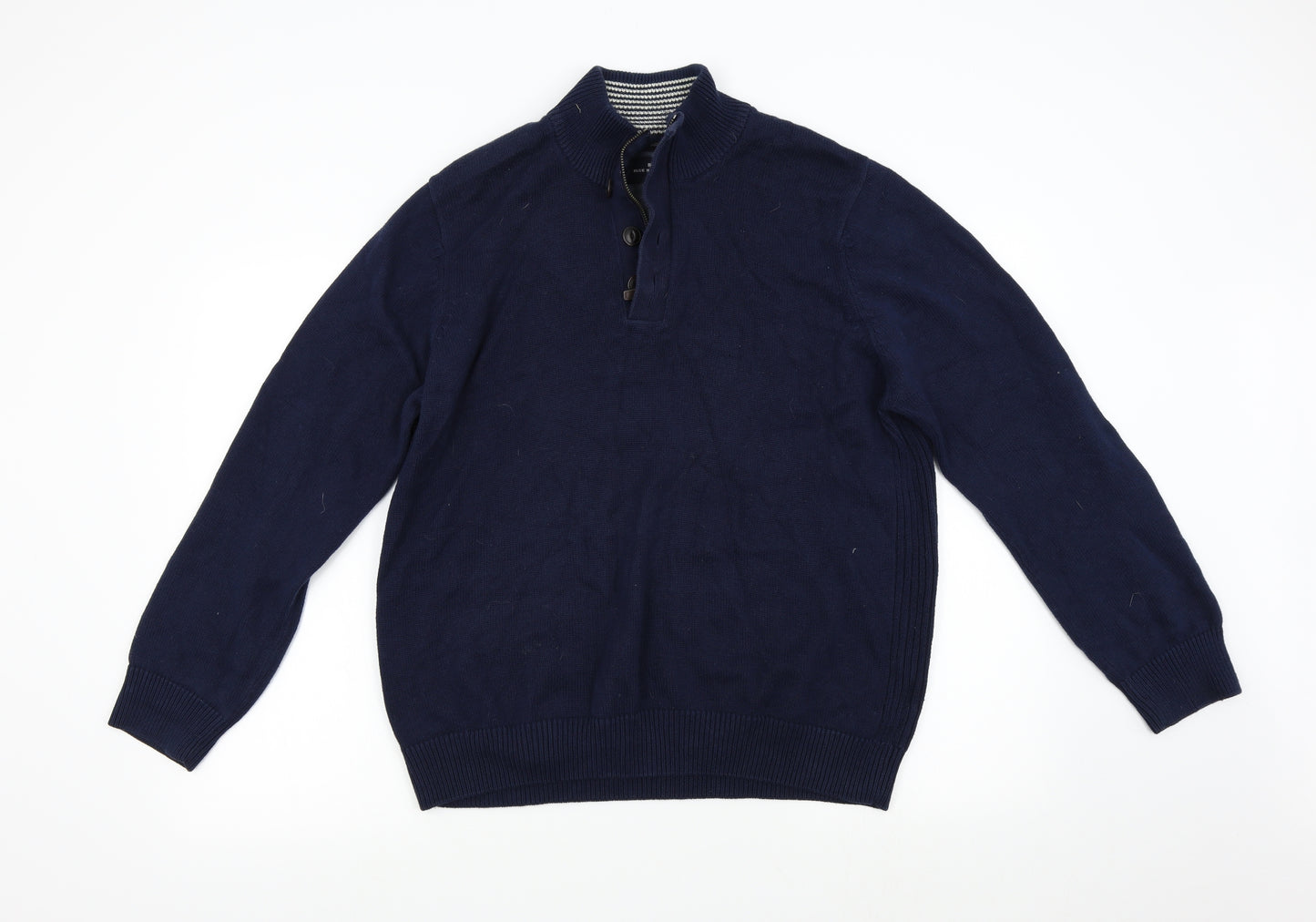 Blue Harbour Mens Blue  Knit Henley Jumper Size L