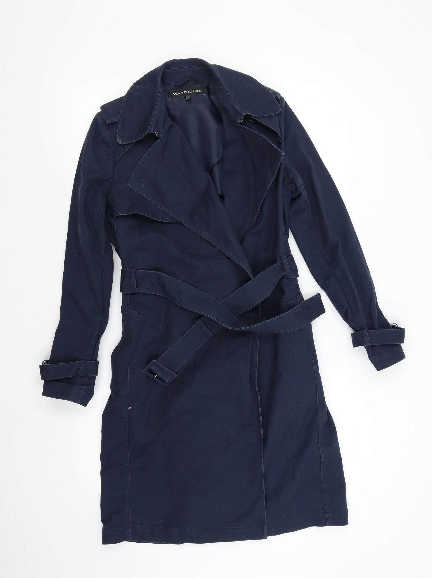 Warehouse Womens Blue   Trench Coat Coat Size 10