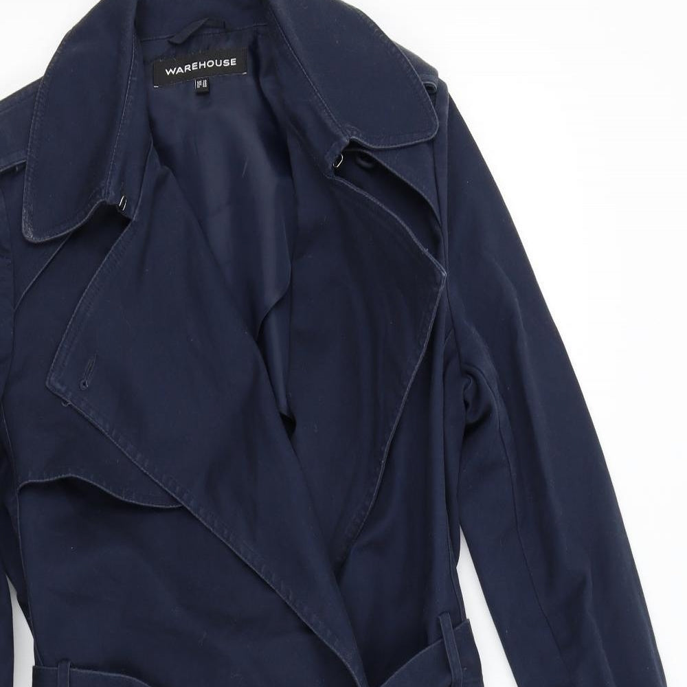 Warehouse Womens Blue   Trench Coat Coat Size 10
