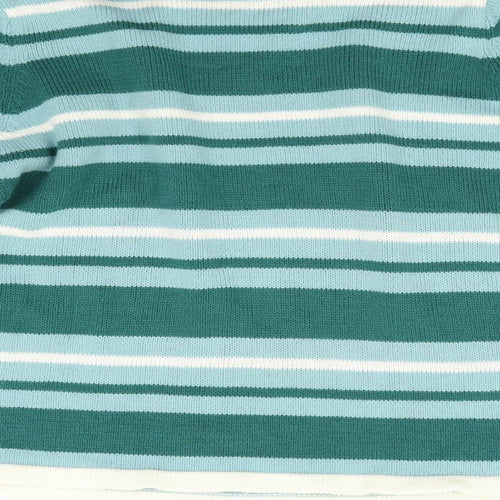 BM Womens Green Striped Knit Pullover Jumper Size S