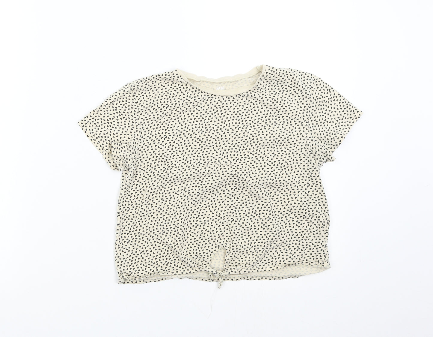 H&M Girls Beige   Basic T-Shirt Size 8-9 Years  - Hearts