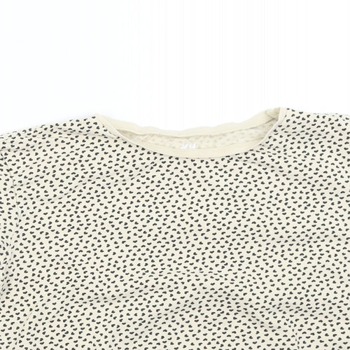 H&M Girls Beige   Basic T-Shirt Size 8-9 Years  - Hearts