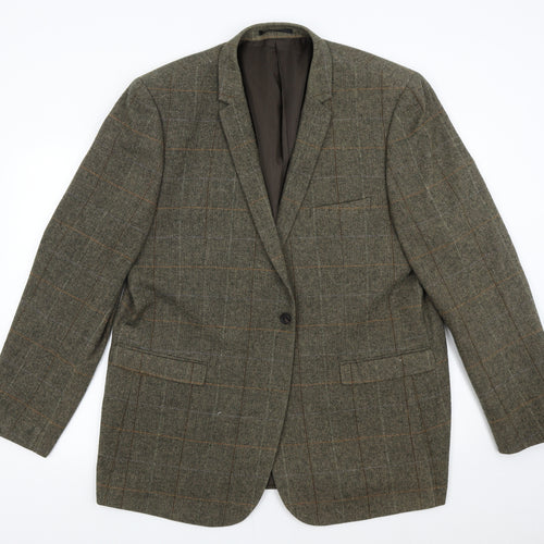 Jack Reid Mens Green Herringbone Tweed Jacket Suit Jacket Size 2XL