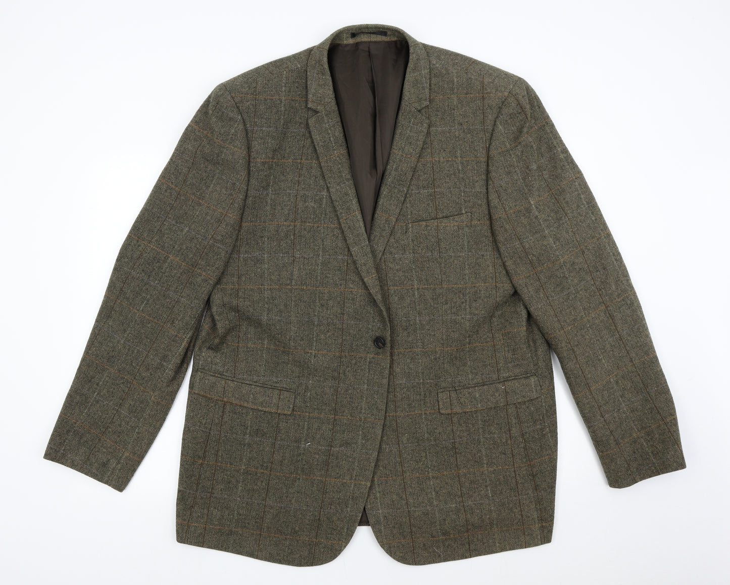 Jack Reid Mens Green Herringbone Tweed Jacket Suit Jacket Size 2XL