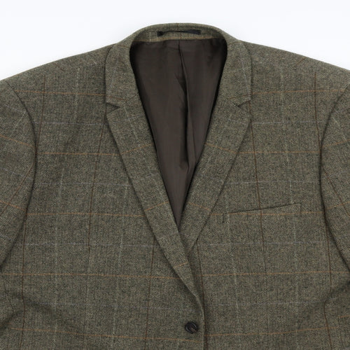 Jack Reid Mens Green Herringbone Tweed Jacket Suit Jacket Size 2XL