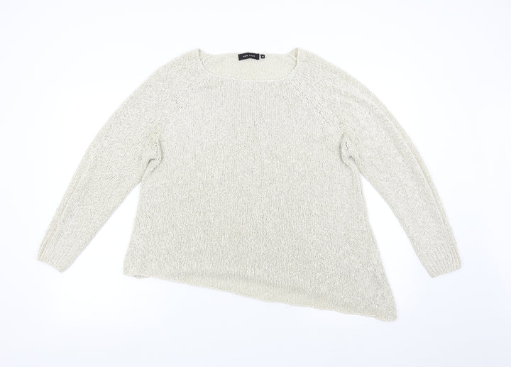 New Look Womens Beige  Knit Pullover Jumper Size 14  - Asymmetrical Hem