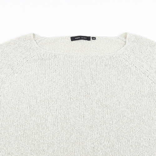 New Look Womens Beige  Knit Pullover Jumper Size 14  - Asymmetrical Hem